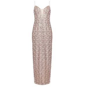 Adrianna Papell Rose Gold Sequin Column Dress